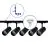 Complete Set 1-Phase Rail L 1 x 2 Meter Black | incl. 5x Spot + GU10 2700K 3W Dimmable + End Cap, Power Connector and L -Connector